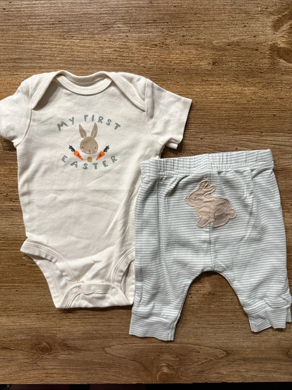Carter's Cream and Light Blue 'My First Easter' Bunny Matching Set